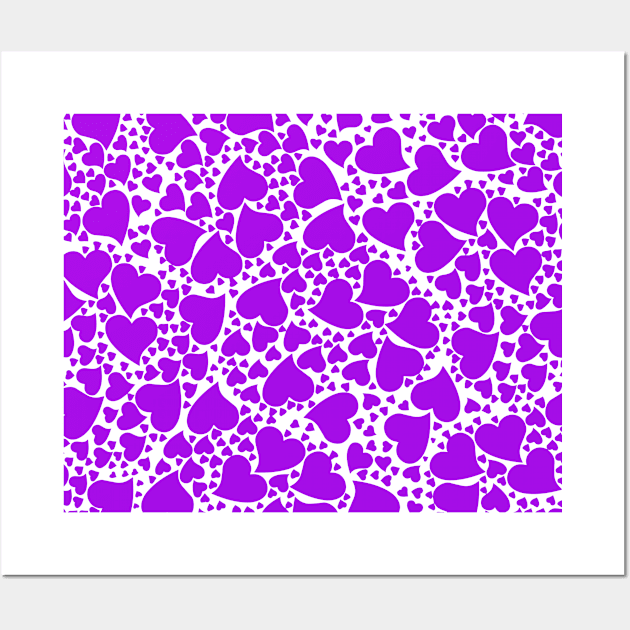 Valentine pattern hearts purple Wall Art by klara_art